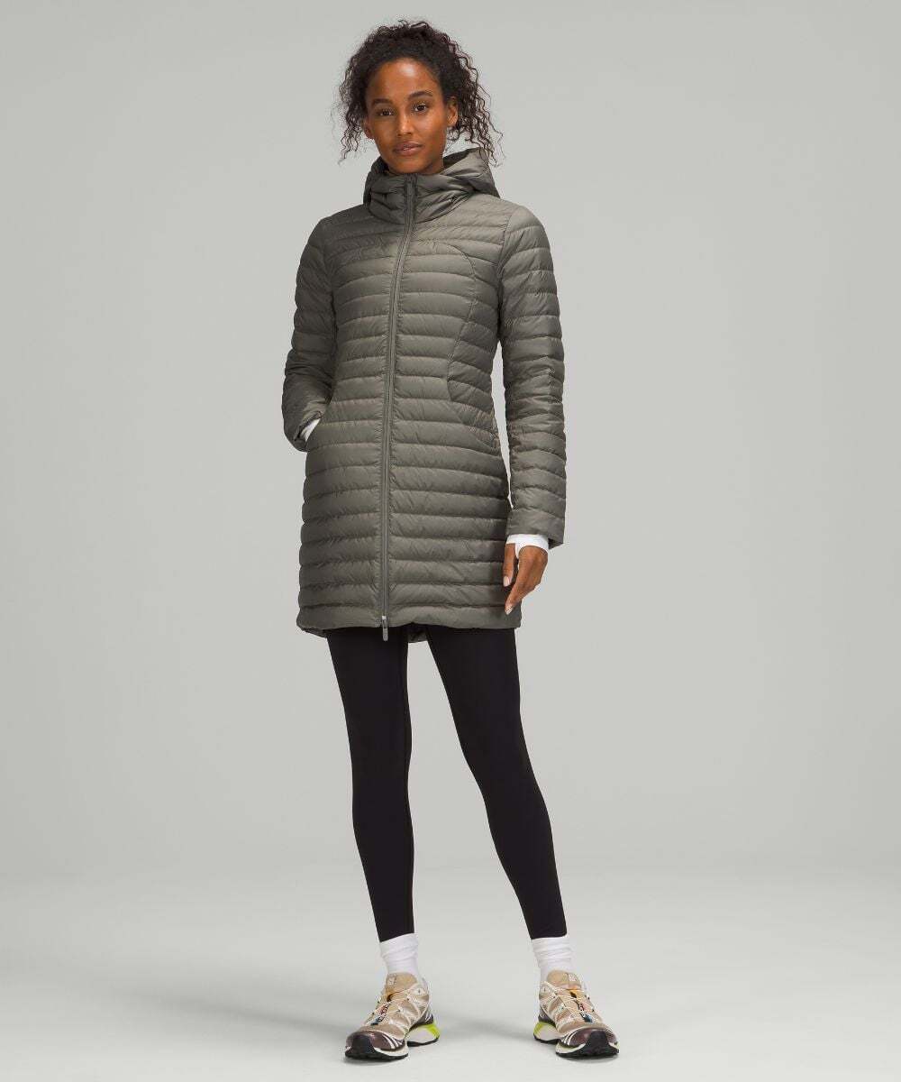 Lululemon Pack It Down Long Jacket Grey Sage Goose Down
